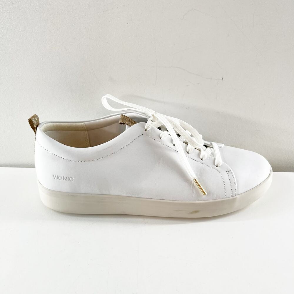 Vionic Paisley Lace Up Casual Leather Low Top Sneakers White 9.5